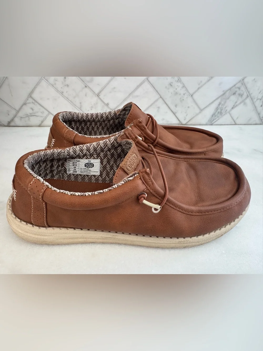 Hey Dude Brown Leather Casual Slip-On Loafers Mens 11